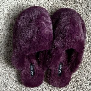 Nine West Plush Purple Slippers